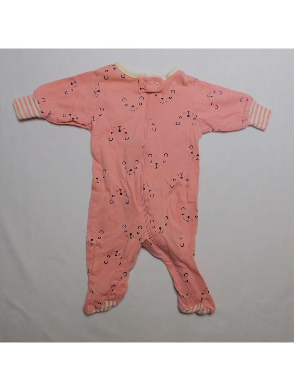Gerber Organic Cotton Baby Girls Footed Pajamas Newborn Pink Bear Face Sleeper N